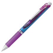 Pentel EnerGel RTX Gel Pen, Retractable, Fine 0.5 mm Needle Tip, Violet Ink, Silver/Violet Barrel BLN75V
